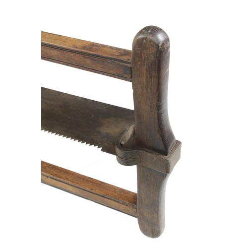 244 - An early mahogany frame saw marked F.G. 36