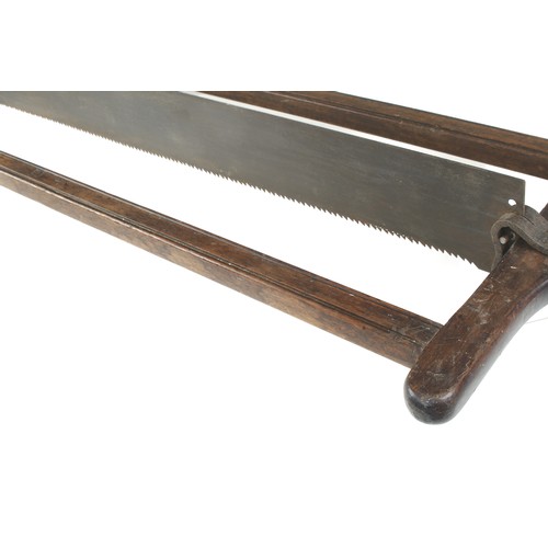 244 - An early mahogany frame saw marked F.G. 36