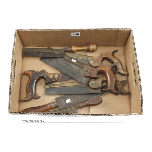 246 - Three b/b d/t saws by MOON & MINGAY, I.HOWEL and SORBY and 4 other small saws G