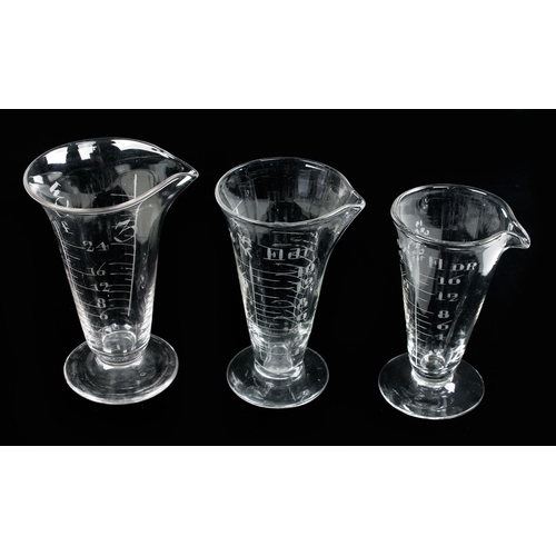 622 - A collection of 7 Imperial conical glass measures 120ml to 3 fl. ozs G++