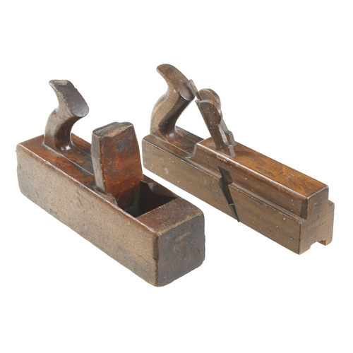 73 - A short twin iron stick and rebate plane by TURNER and an unusual handled toothing plane G+