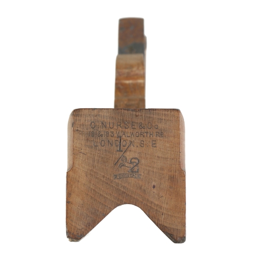 731 - A most unusual handled beech edge rounding plane? by C.NURSE stamped 1/2 G++