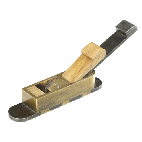 775 - An attractive miniature gunmetal mitre plane by BARSON  with protruding d/t steel sole 4 1/4