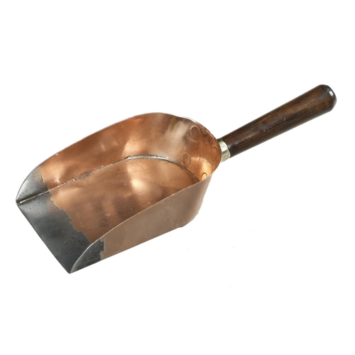 785 - A banker's unusually small brass coin shovel with steel front and rosewood handle 10