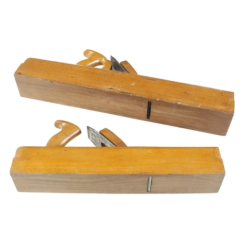 798 - A very little used (one unused) pair of handled beech try and jack planes by PRESTON 22