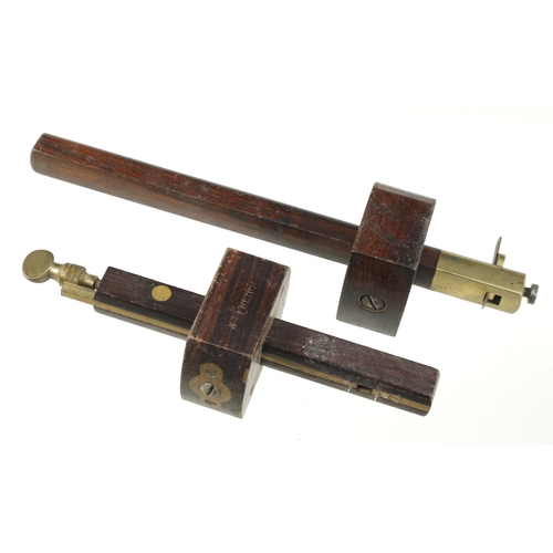 846 - A rosewood and brass slitting gauge by MARSDEN Bros and mortice gauge by MARPLES G++