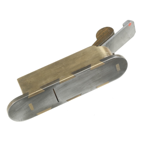 884 - A small, fine quality, gunmetal mitre plane with d/t steel sole by W.HALL London 6 1/2