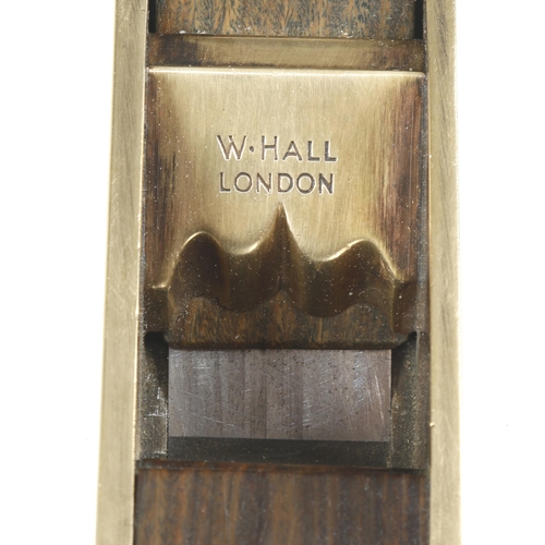 884 - A small, fine quality, gunmetal mitre plane with d/t steel sole by W.HALL London 6 1/2