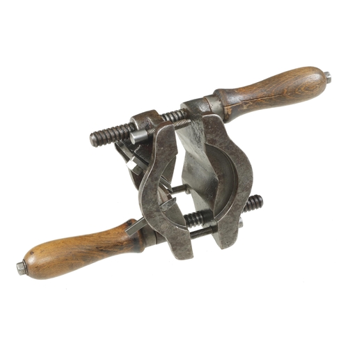 885 - A most unusual heavy duty screwstem rounding plane c/w nicker iron and 4 stop screws G+