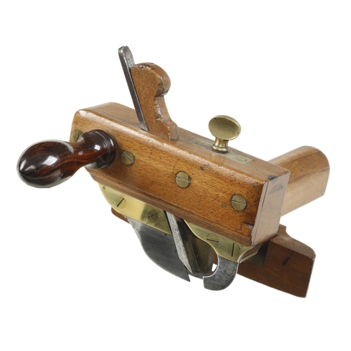A rare coachbuilder's brass faced beech circular plough plane by JV HILL Grays Inn Rd with rosewood side handle G++
