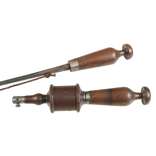 905 - A rosewood handled bow drill with matching bow with indistinct maker's name G+