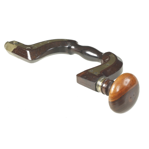 909 - A fine brass plated button pad rosewood brace by Wm BOWER Sheffield with figured rosewood head G++