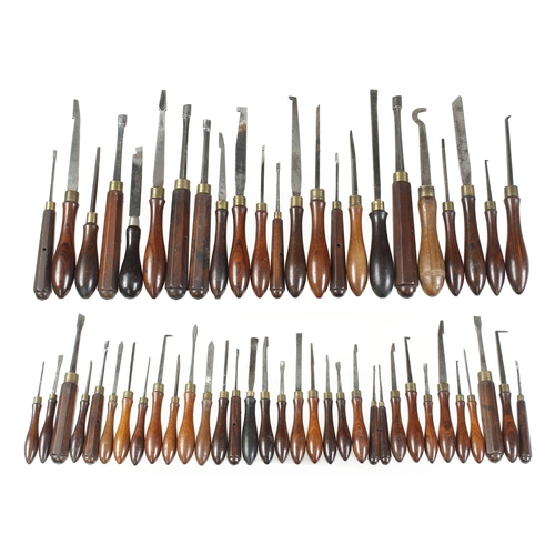 913 - 58 rosewood handled ornamental turning tools, 31 named HOLTZAPPFEL the rest matching and probably mo... 