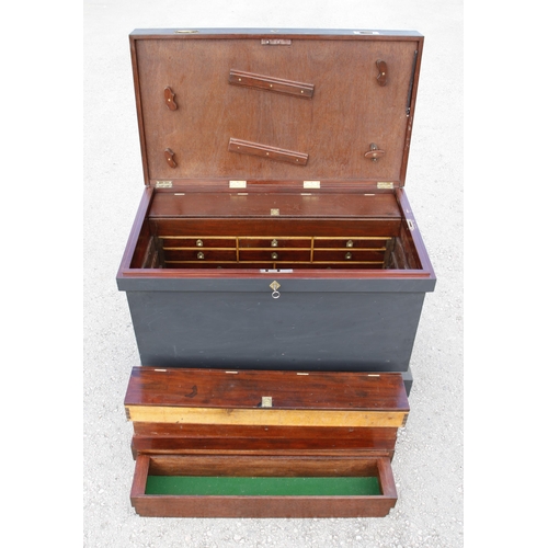 787 - A most unusual cabinetmaker's mahogany lined pine chest measuring 40