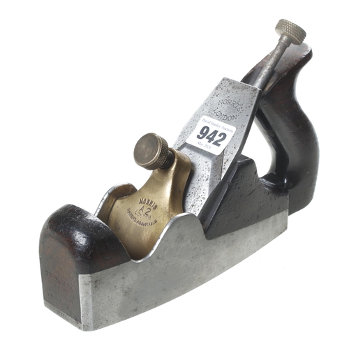 942 - A d/t steel NORRIS A2 adjustable smoother, little iron remains o/w G+