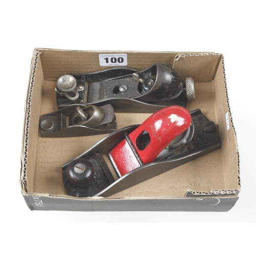 100 - A STANLEY No 60 1/2 low angle block plane and two others G+