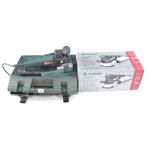 121 - A little used METABO orbital sander and a paint stripper both in orig boxes 240V Pat tested