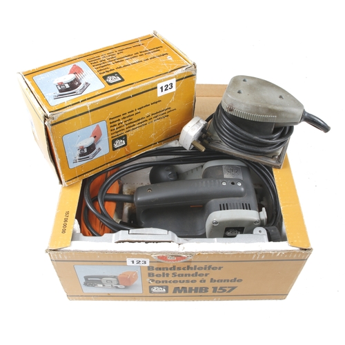 123 - ELU belt sander and palm sander 240V both in orig boxes Pat tested