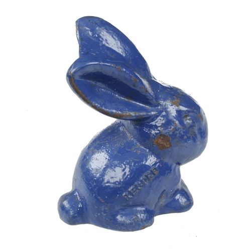 128 - A rare RECORD cast iron advertising rabbit G+