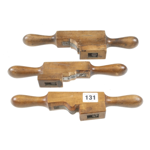 131 - Three boxwood handled shaves by GLEAVE G+