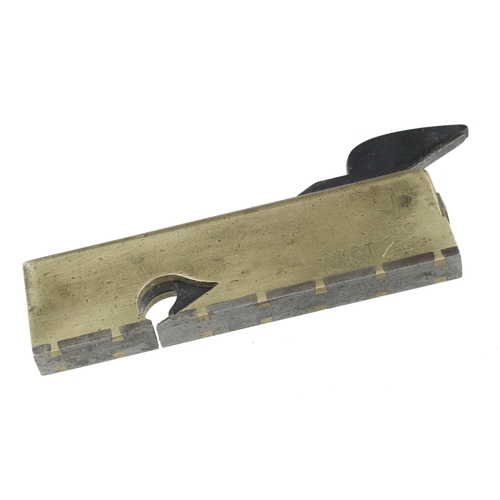 4 - A small brass rebate plane with thick d/t steel sole 6 1/2