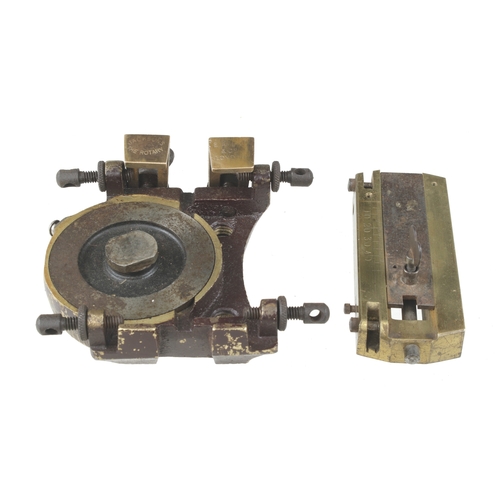 52 - A rotary band saw guide marked 'Jacksons, The Rotary' and another unusual brass attachment purpose u... 