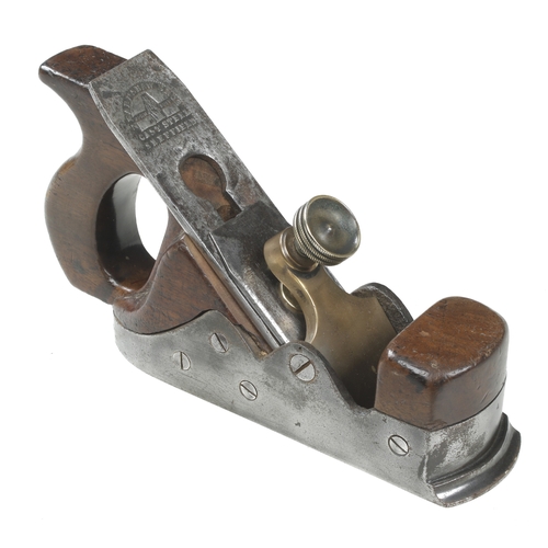 6 - A small Scottish style handled smoother with stepped toe and brass lever, screwed sides G+