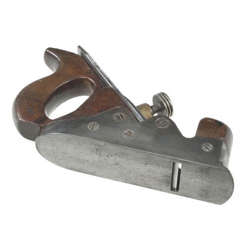 6 - A small Scottish style handled smoother with stepped toe and brass lever, screwed sides G+