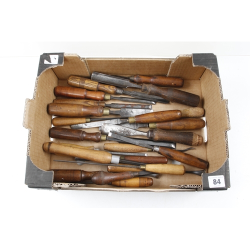 84 - Two bevel edge chisels and 30 other chisels and gouges G+