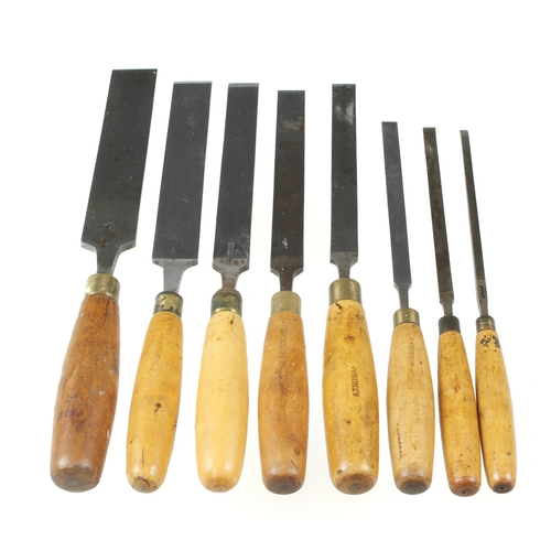 221 - A set of 7 firmer chisels with boxwood handles by MARPLES 1/4