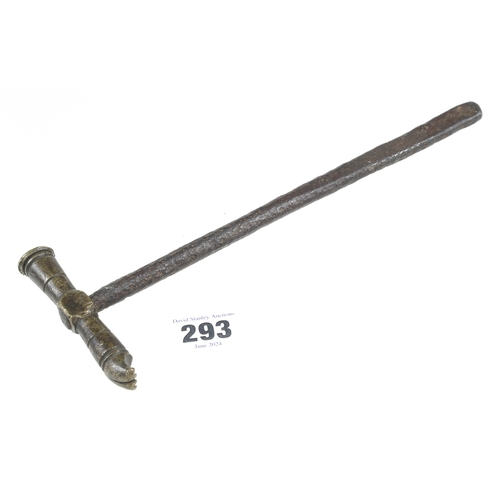 293 - An early brass hammer with steel handle G