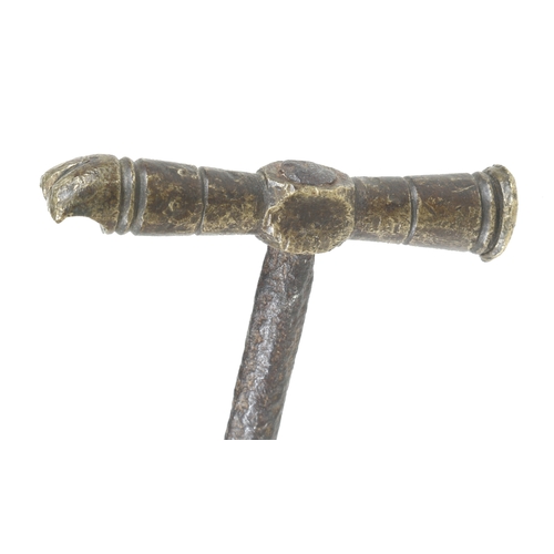 293 - An early brass hammer with steel handle G