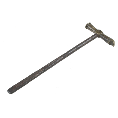 293 - An early brass hammer with steel handle G