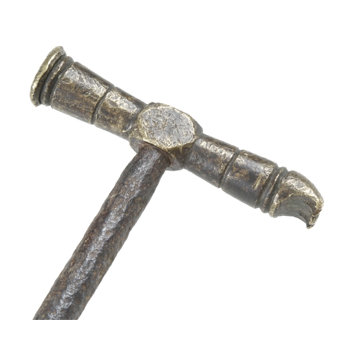 293 - An early brass hammer with steel handle G