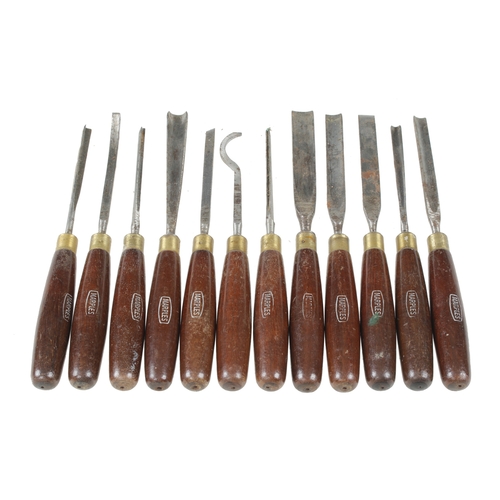 352 - A set of 12 MARPLES carving tools with rosewood handles G