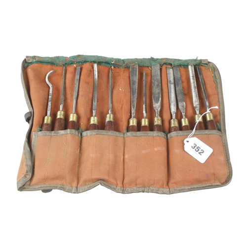 352 - A set of 12 MARPLES carving tools with rosewood handles G