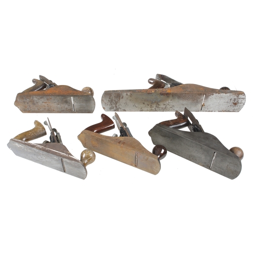 355 - Five rusty STANLEY bench planes for restoration G-