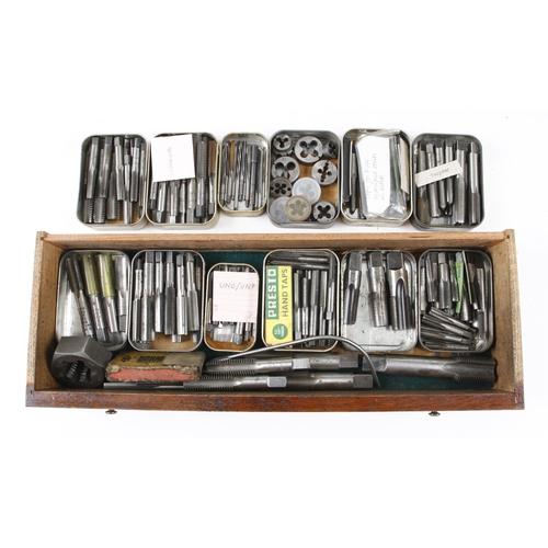 375 - An engineer's lockable 5 drawer oak tool chest containing a huge collection of taps and dies in 30 t... 