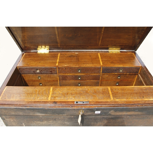 382 - A cabinet makers large lockable pine tool chest 
45