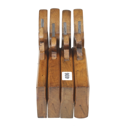 406 - A set of 4 Scottish handled skew mouth planes, bought from Roy Arnold in the early 1980's G++