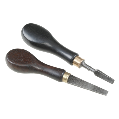 487 - Two gunsmiths small screwdrivers with rosewood and ebony handles G++