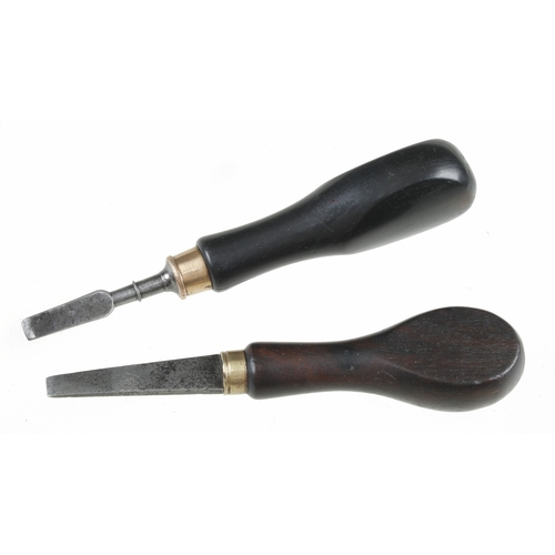 487 - Two gunsmiths small screwdrivers with rosewood and ebony handles G++