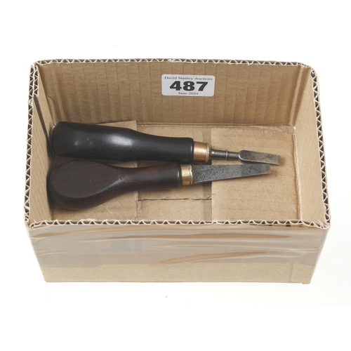 487 - Two gunsmiths small screwdrivers with rosewood and ebony handles G++