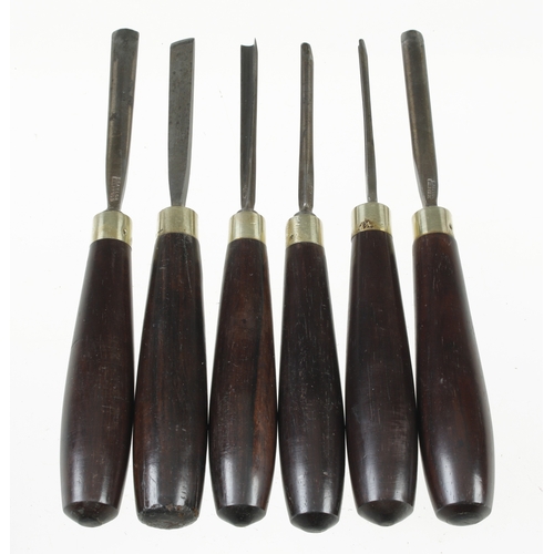 683 - A set of 6 rosewood handled carving tools by W.TAYLOR Sheffield G+