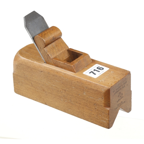 716 - A little used sliding box type chamfer plane by NURSE with scrolled wedge G++