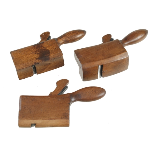 740 - A set of 3 miniature tailed beech compass, round and round both ways planes with 2 3/4