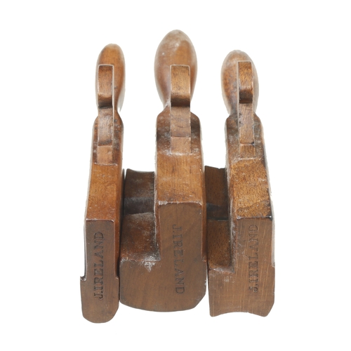 740 - A set of 3 miniature tailed beech compass, round and round both ways planes with 2 3/4