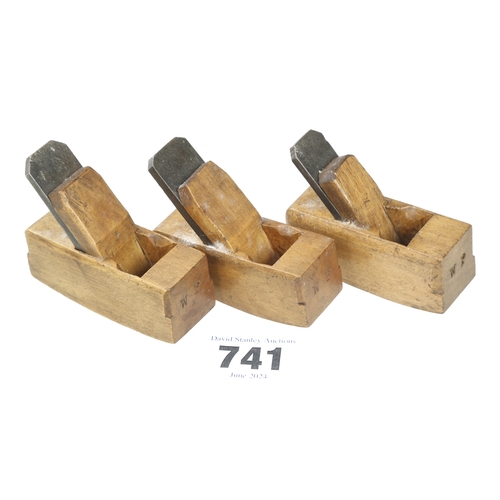 741 - Three miniature boxwood compass planes 2 1/2