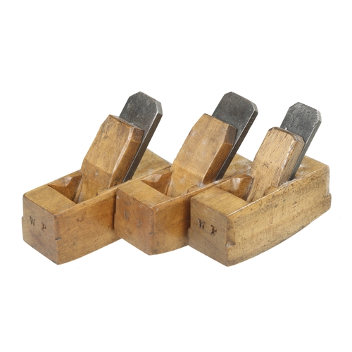 741 - Three miniature boxwood compass planes 2 1/2