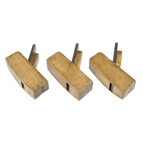 741 - Three miniature boxwood compass planes 2 1/2